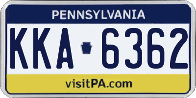 PA license plate KKA6362