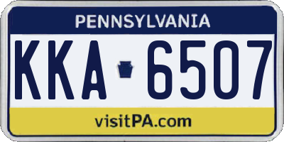 PA license plate KKA6507