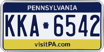 PA license plate KKA6542