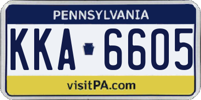 PA license plate KKA6605