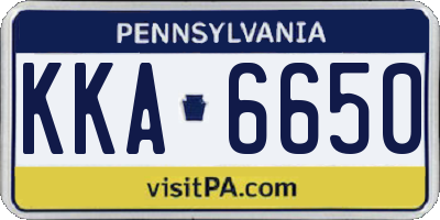 PA license plate KKA6650