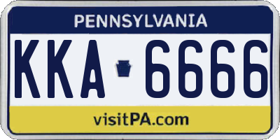 PA license plate KKA6666
