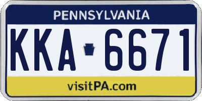 PA license plate KKA6671