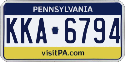 PA license plate KKA6794