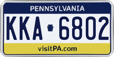 PA license plate KKA6802