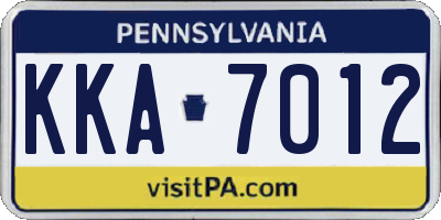 PA license plate KKA7012