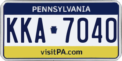 PA license plate KKA7040
