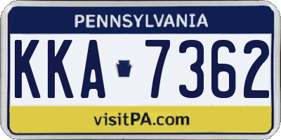 PA license plate KKA7362