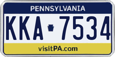 PA license plate KKA7534