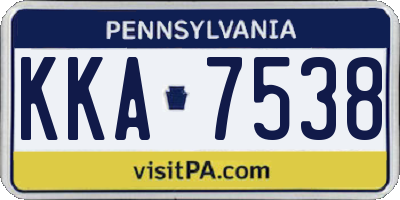 PA license plate KKA7538