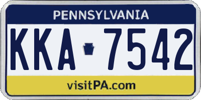 PA license plate KKA7542