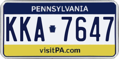 PA license plate KKA7647