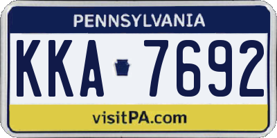 PA license plate KKA7692