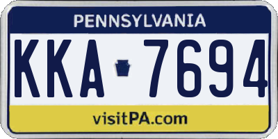 PA license plate KKA7694