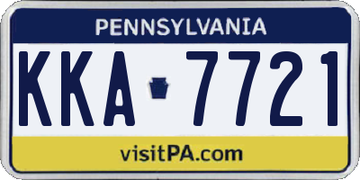 PA license plate KKA7721