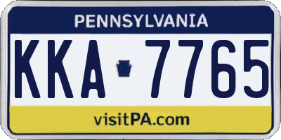 PA license plate KKA7765