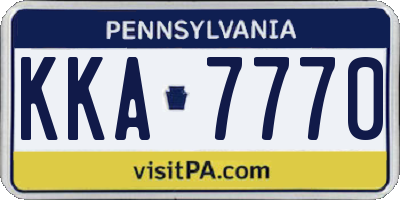 PA license plate KKA7770