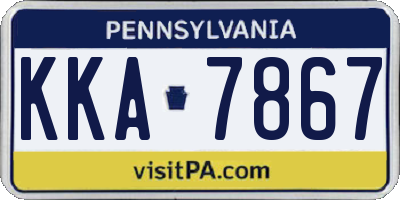 PA license plate KKA7867
