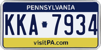 PA license plate KKA7934