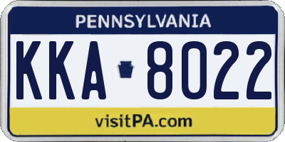 PA license plate KKA8022