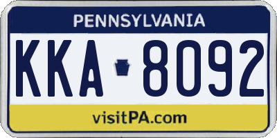 PA license plate KKA8092