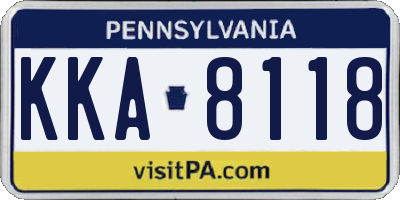 PA license plate KKA8118