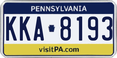 PA license plate KKA8193