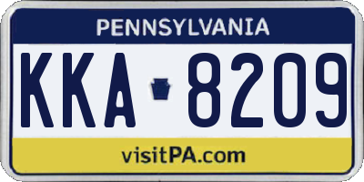 PA license plate KKA8209