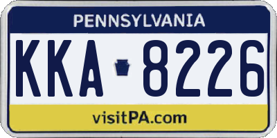 PA license plate KKA8226