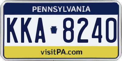 PA license plate KKA8240