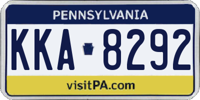 PA license plate KKA8292