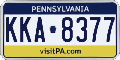 PA license plate KKA8377