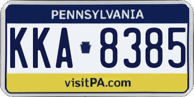 PA license plate KKA8385
