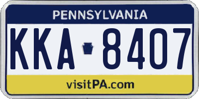 PA license plate KKA8407