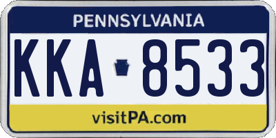 PA license plate KKA8533