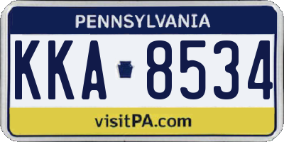 PA license plate KKA8534