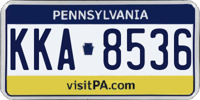 PA license plate KKA8536