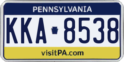 PA license plate KKA8538