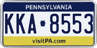 PA license plate KKA8553