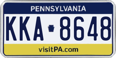 PA license plate KKA8648