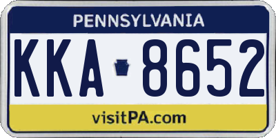 PA license plate KKA8652