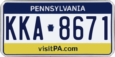PA license plate KKA8671