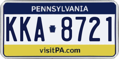 PA license plate KKA8721