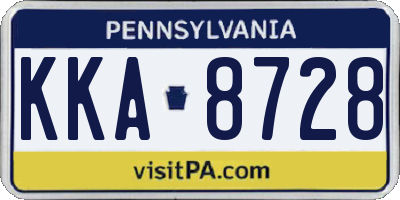 PA license plate KKA8728