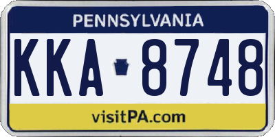 PA license plate KKA8748