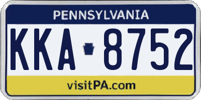 PA license plate KKA8752