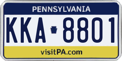 PA license plate KKA8801