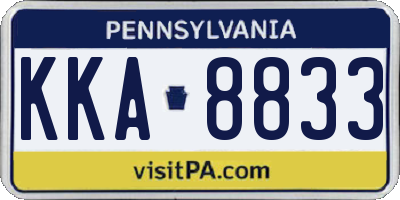 PA license plate KKA8833