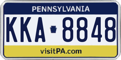 PA license plate KKA8848