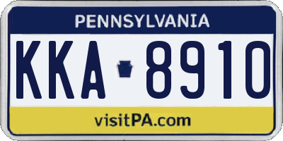PA license plate KKA8910